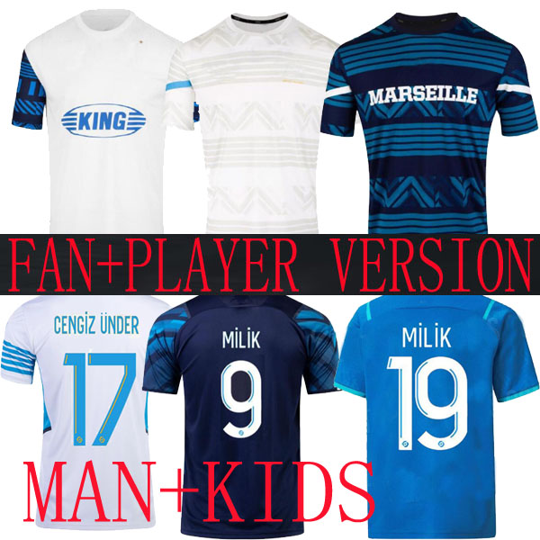 

21 22 23 Marseilles FOURTH Soccer jerseys special 4TH ICONIC GERSON under BAKAMBU milik maillot de foot PLAYER VERSION BLUE 2022 PAYET GUENDOUZI KIDS football shirt, White training