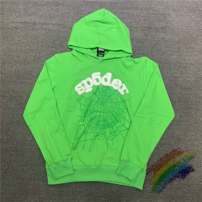 

Green Foam Printing Sp5der Young Thug 555555 Angel Hoodie Men Women Spider Web Pattern Pullover Sweatshirts 220720, 11