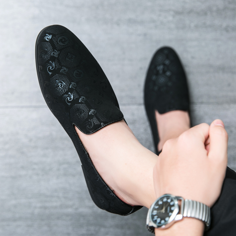 

Loafers Men Shoes PU Round Toe Casual Fashion Printing Patterns Daily Versatile Summer Breathable Comfortable Gentlemen's Business Dress Shoes DH849, Clear