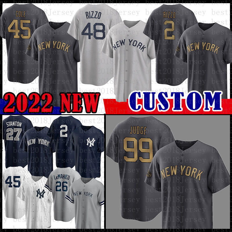 

2022 New Baseball Jersey York Yankees 99 Aaron Judge Gerrit Cole Anthony Rizzo Derek Jeter DJ LeMahieu Josh Donaldson Giancarlo Stanton Gleyber Torres Joey Gallo, No name(yangji)retro
