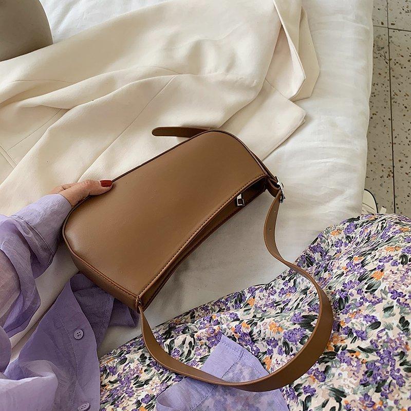 

Evening Bags Subaxillary Mini PU Leather Crossbody Bag For Women 2022 Elegant Baguette Simple Style Shoulder Handbag Female Date, Black