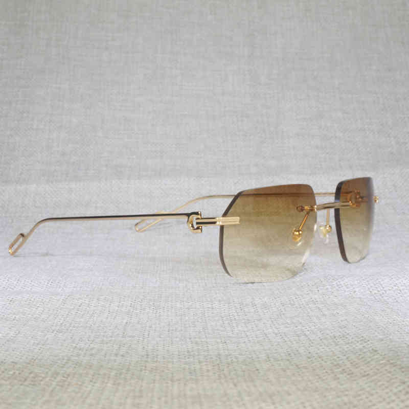 

Vintage Rimless Square Sunglasses Men Oculos New Lens Shape Shade Metal Frame Clear Glasses for Reading Gafas Women Outdoor 1130