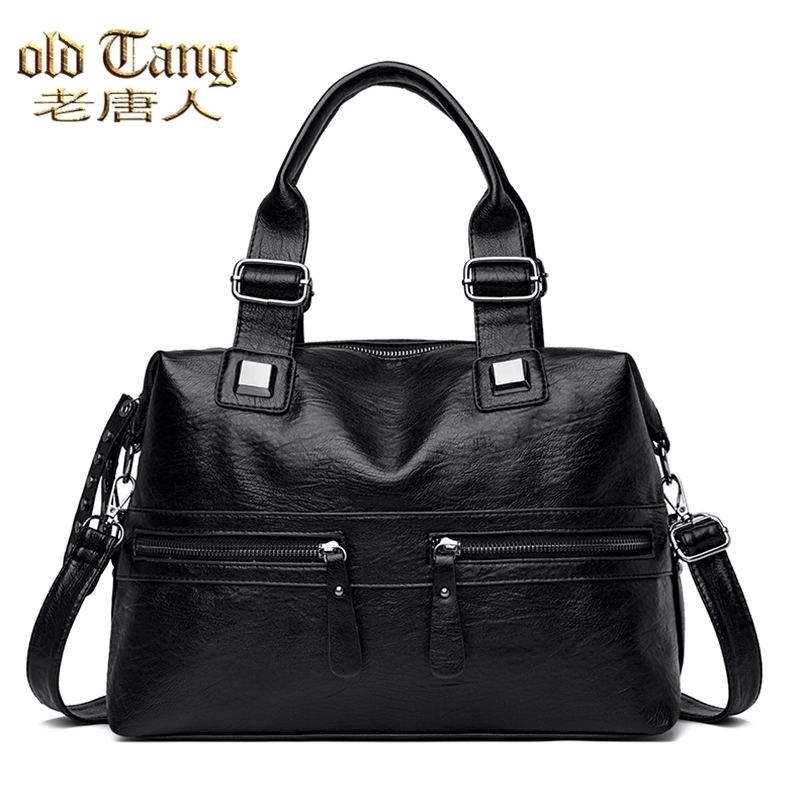 

Large Capacity Latest Sheepskin Leather Women's Handbag High Quality Shoulder Bags for Women Solid Color Crossbody Bag 220322, Wine red-gift