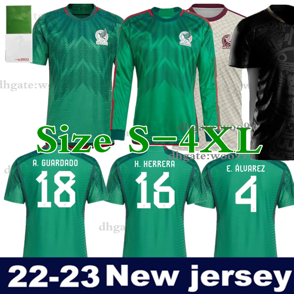

2022 Mexico black Soccer Jersey XXXXL home green World Cup Jerseys 22 23 CHICHARITO LOZANO GUARDADO CARLOS VELA RAUL Men Kids kit Women Football Shirts long sleeves