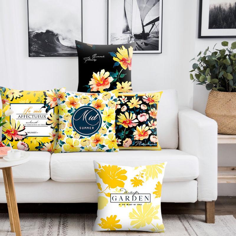 

Cushion/Decorative Pillow Nordic Ins Daisy Floral Letter Case Sofa Back Chair Bedside Waist Birthday Gift Flower Cushion Cover