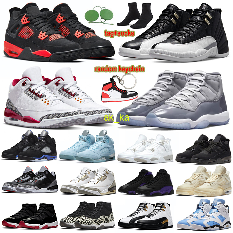 

4s Red Thunder Basketball Shoes Jumpman 4 University Blue White Oreo Sail Cardinal Red 3 Laser Orange 3s Black Cat Bred 11 Cool Grey 11s, 5s racer blue