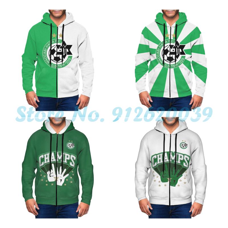 

Men' Hoodies & Sweatshirts Maccabi Haifa Men' Fleece Jacket Zip Hooded Pullover Hoodie Sweatshirt With Pocket ShirtMen