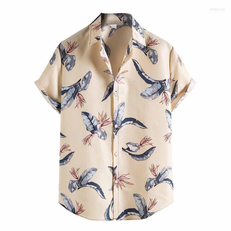 

Men's Casual Shirts Shirt 2022 Summer Beach Fashion Short Sleeve Floral Print Loose Asian Plus Size M-3xl Hawaiian Eldd22, Beige
