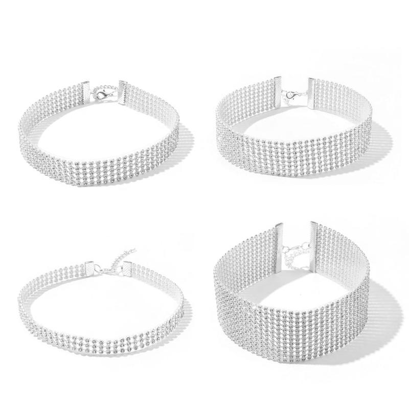 

Chokers Full Diamond Fashion Short Choker Necklace Simple Micro Inlaid Hao Stone Adjustable Chain Female Jewelry Gift
