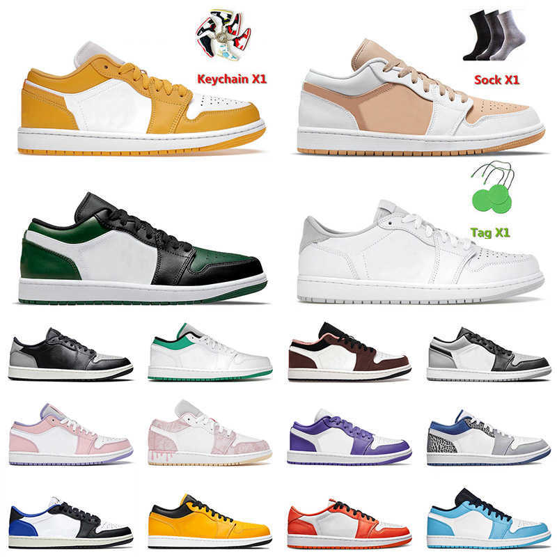 

Jumpman 1 1s Low Mens Basketball Shoes for Men Women Pollen White Tan Shadow Neutral Grey Shadow Unc Fragment Cactus Jack Bred Toe Trainers, B19 low limelight 36-46