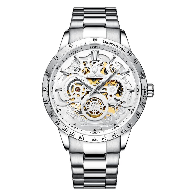 

Wristwatches Men's Watch Hollow Mechanical Steel Band WatchWristwatches, T858