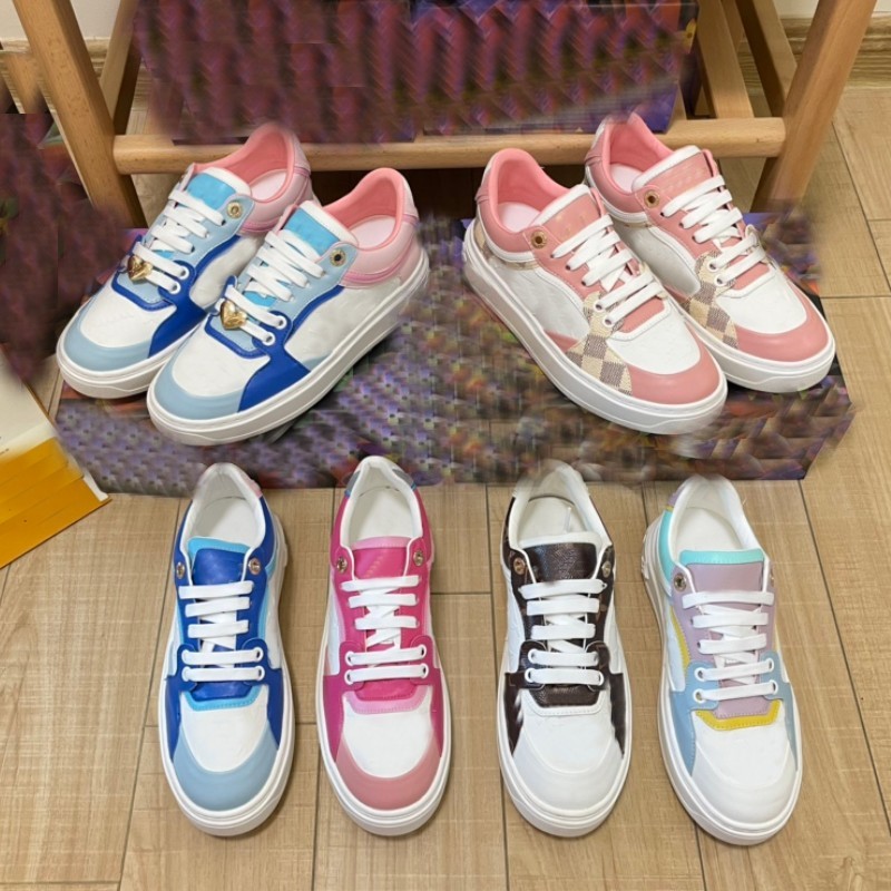 

2022 Women TIME OUT Sneakers Embossed Leather Shoes Fashion Womens Sneaker Platform Trainers Rubber Outsole With Box, White
