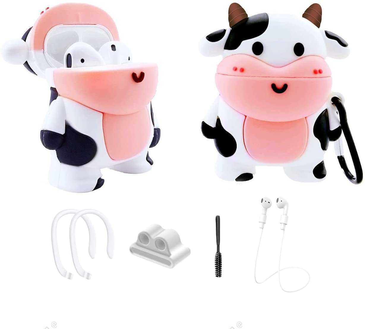 Case for Airpod 2/1 Cartoon Design Cute Silicone Cover Keychain Fashion Funny Fun Unique Cool Animal 3d Soft for Air Pods Girls Kids