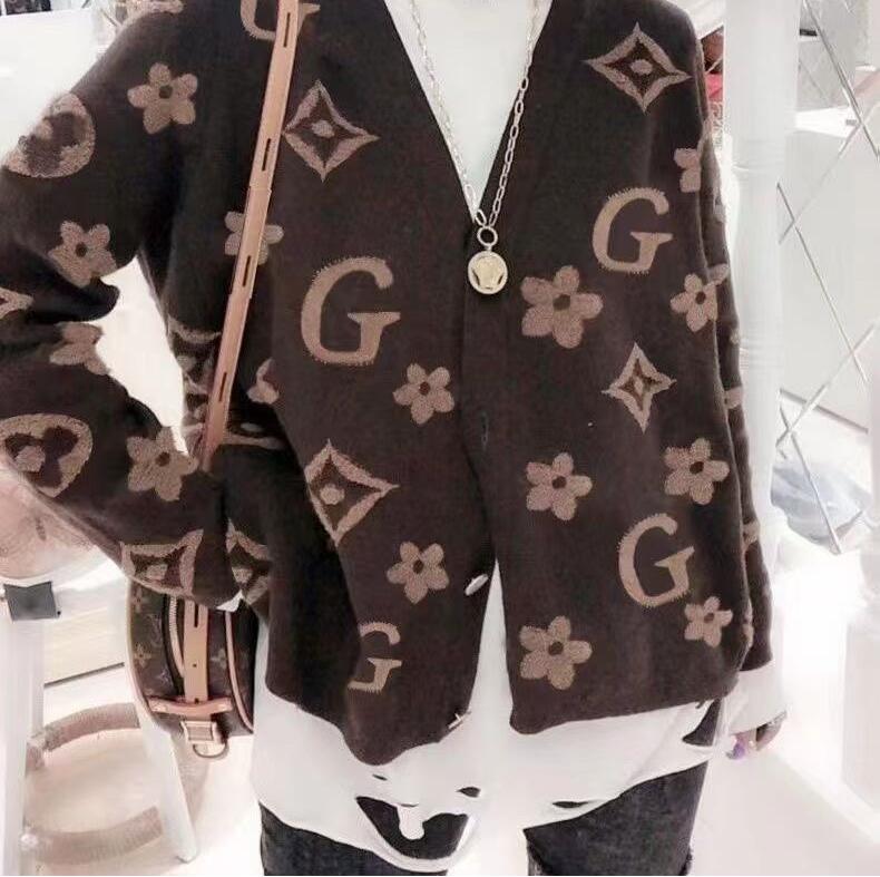 

New Women Sweater V Neck Embroidery GGity Letter Knitting Sweater Casual Cardigans Tops tee, 05