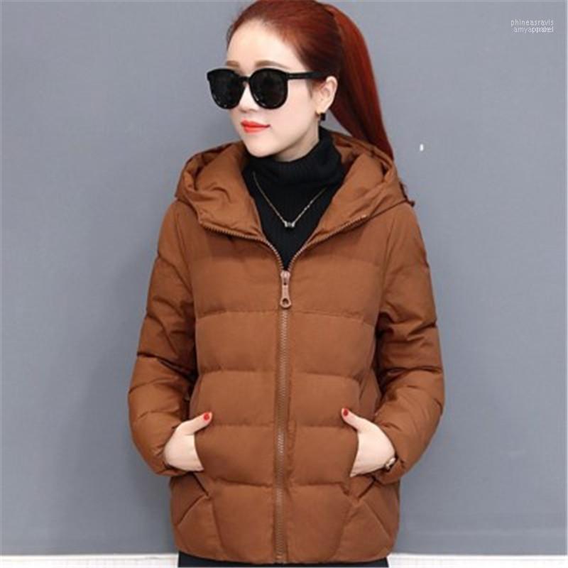 

Winter Jacket Women Plus Size Womens Parkas Thicken Outerwear Solid Hooded Coats Short Female Slim Cotton Padded Basic TopsD450 Phin22, Black