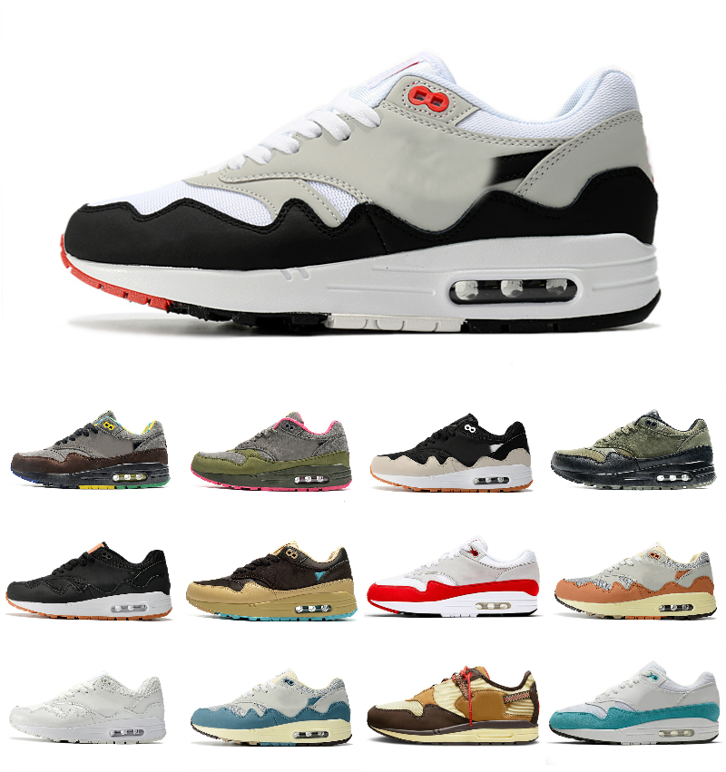 

Airmaxs Max 1 87 Running ShOes Mens Women Air Sean Wotherspoon Patta Waves Noise Aqua Monarch Travis Cactus Jack Baroque Brown Anniversary Royal Red Trainer Sneakers, Bubble package bag