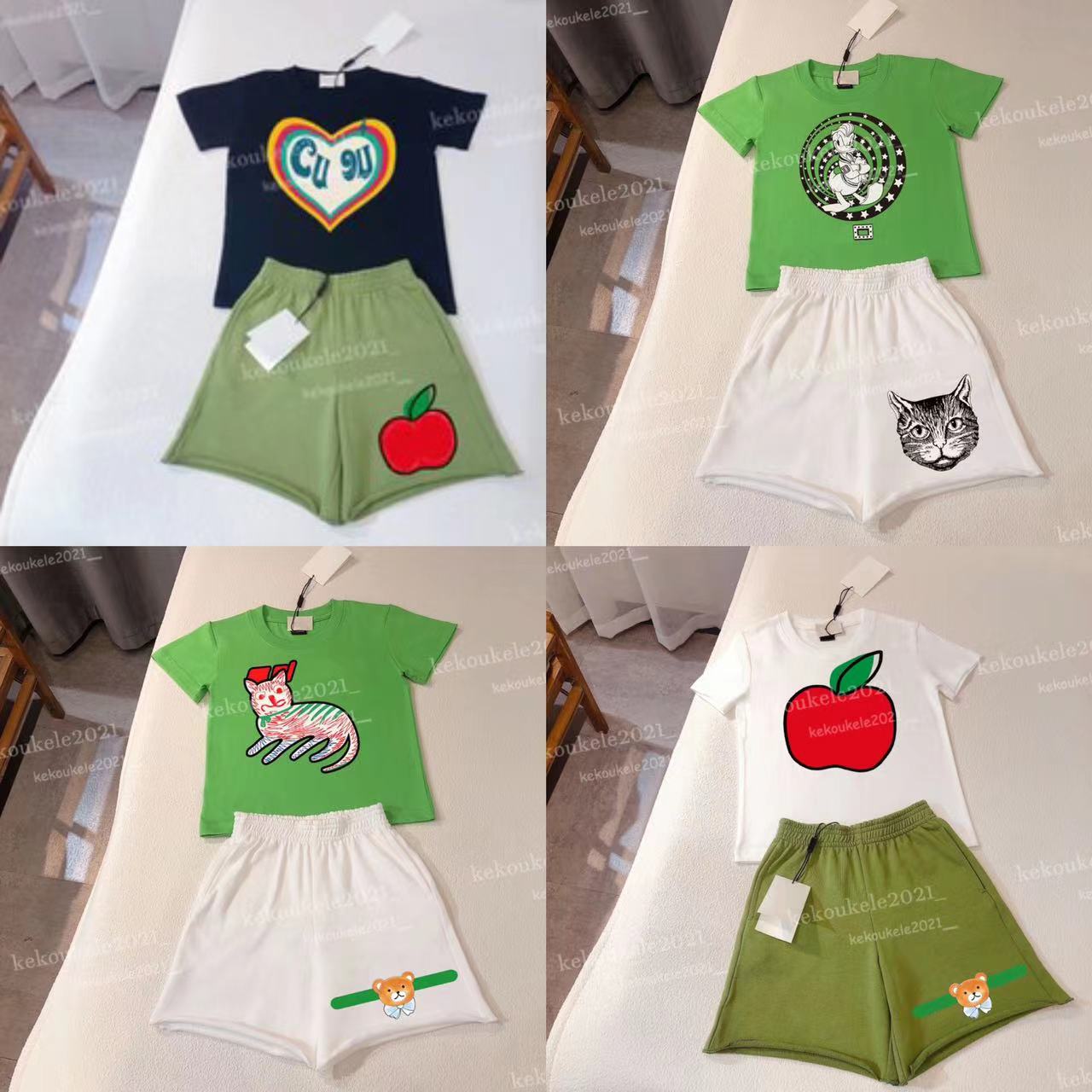 

Kids Clothes Set Baby Boy/Girl T-Shirt + Shorts Summer Clothing Cotton Cartoon Casual Boys Tracksuit for Children Baby Black White Green Color