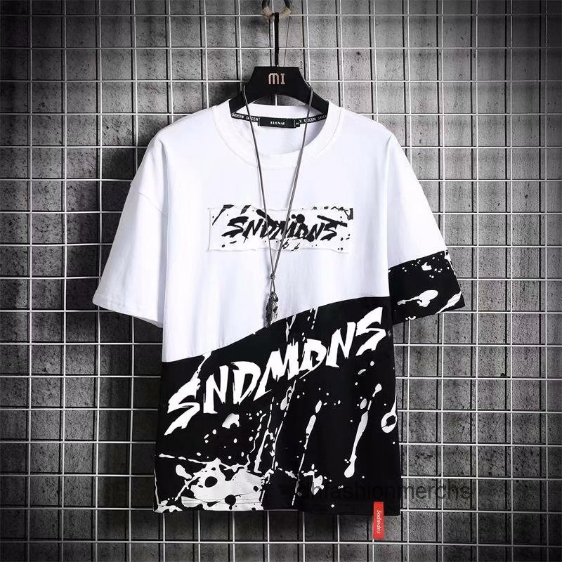 

designer t shirt Short sleeve tshirts mens hip hop half sleeve student bottomed shirt loose tshirts upper clothes summer clothes, Splash ink