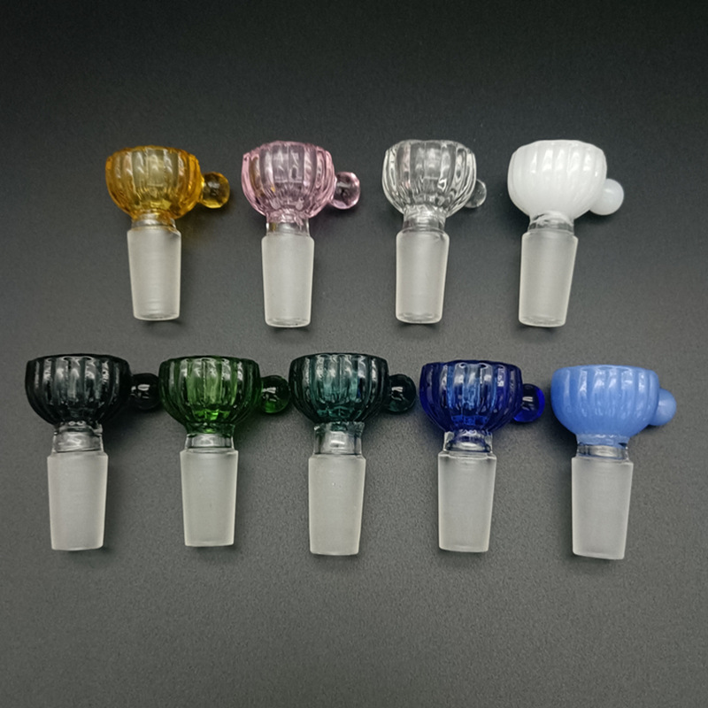 

Colored Clear Glass Bowl 14mm 18mm Male Hookah Bowls Piece Frosted Joint Thick Funnel Nail Pipe For Water Bong
