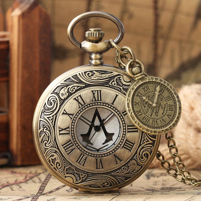 

Pocket Watches Watch Antique Bronze Hollow Roman Analog Dial Retro Quartz Necklace Pendant Steampunk Clock Gift For MenPocket, Pocket watch 04