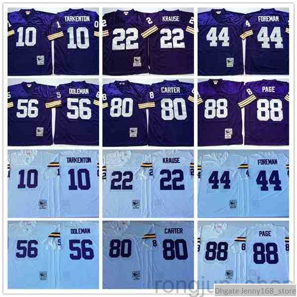 

NCAA Vintage Retro Football #10 Fran Tarkenton 22 Paul Krause 44 Chuck Foreman 56 Chris Doleman 80 Carter 93 Randle 28 Peterson Mens Jerseys, As picture