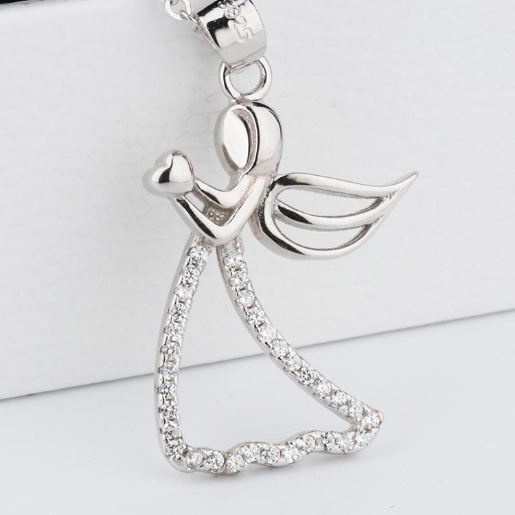 

Chains Sterling Silver Lady Angle Pendant Necklace For Women 925 JewelryChains