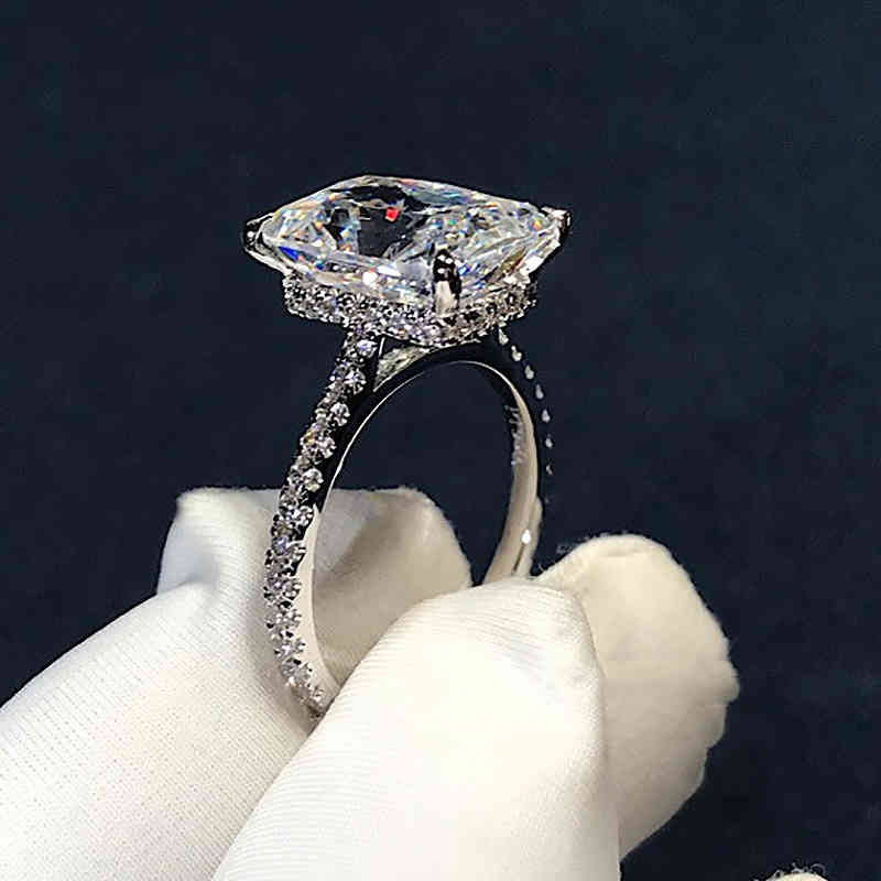 

Vintage Radiant Cut 3ct Lab Diamond Ring 925 sterling silver Bijou Engagement Wedding band Rings for Women Bridal Party Jewelry