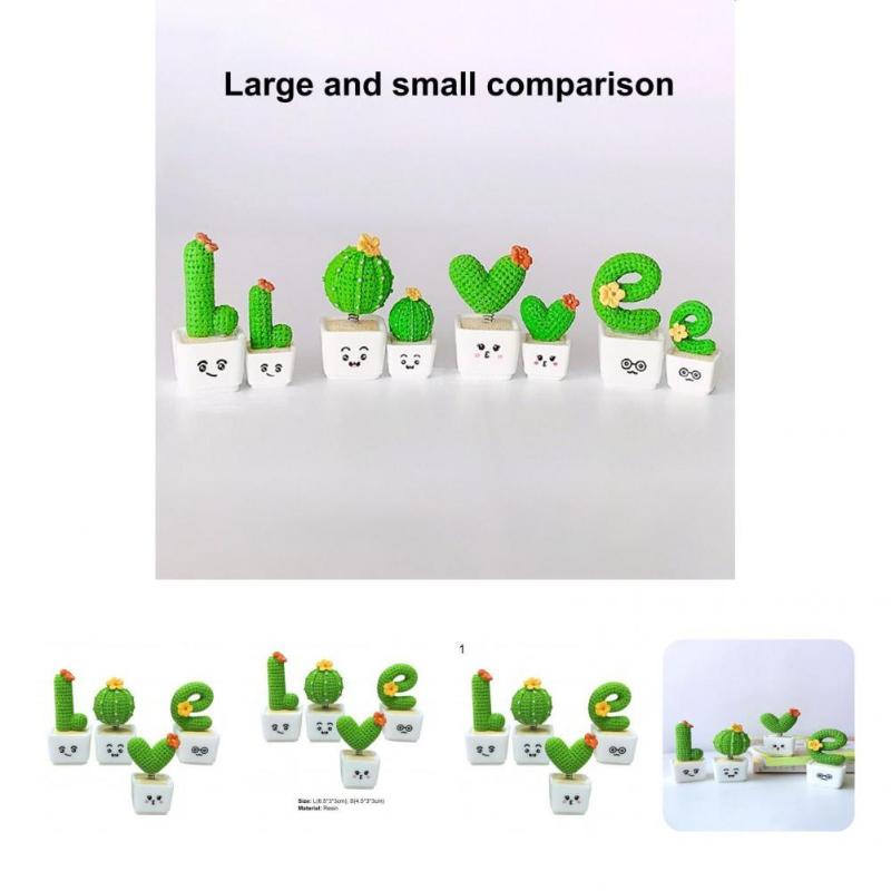 

Interior Decorations 4Pcs Useful Auto Styling Decorative LOVE Micro Cactus Figurine For Office Miniature