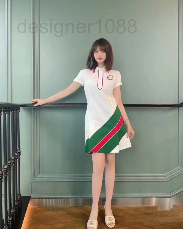 

Casual Dresses designer GU22 summer new polo collar contrast loose A-line knit dress AJ75, 2# packing bag
