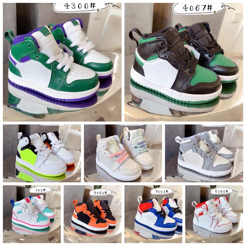 

2022 infant designer Kids shoes J 1s Pine Green Red Oreo Jumpman Multicolor Basketball toddler sneakers Shoes Yellow Infants big Boy Girl UNC To Chicago Sneaker 28-35, Purple