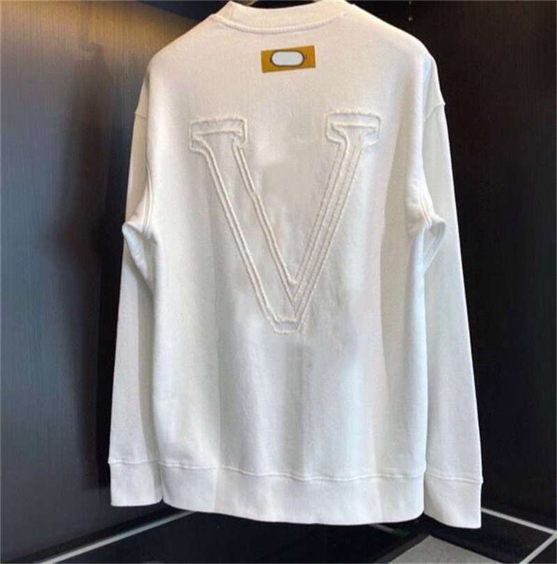 

High-End Quality Hoodie Sweatshirts Thin Cashmere Loose Men Jumper Embroidered Letter Do Old Round Collar Pullover Fashion Streetwear, White