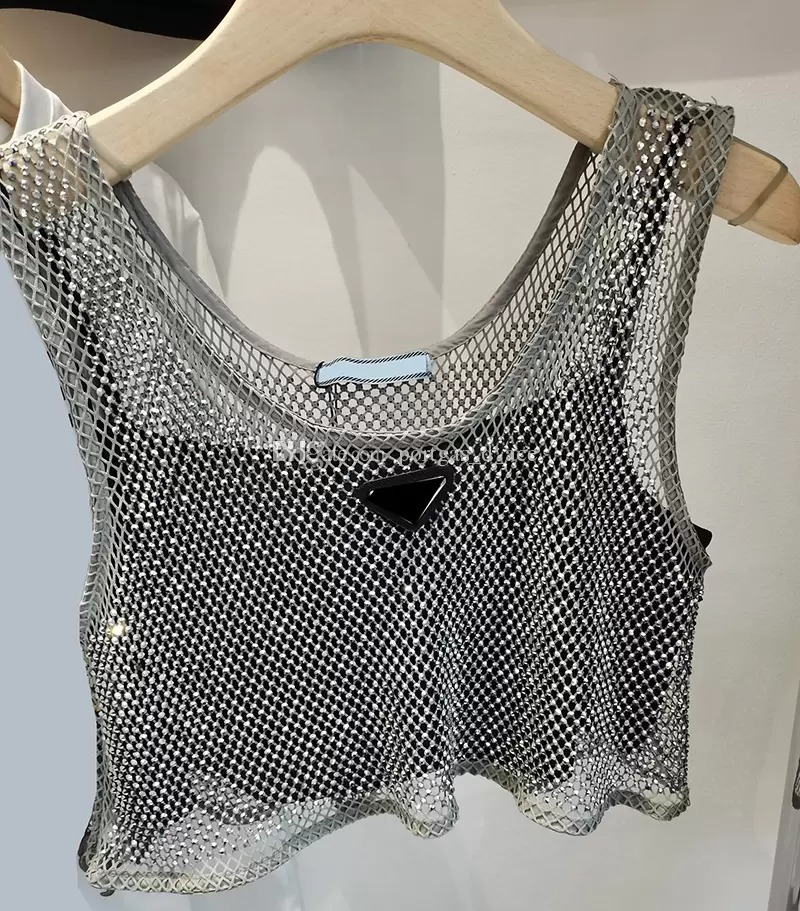 

2022 Triangle Badge Diamond Tees Tank Tops Womens Sling Tops 2 Pcs Set Camis for Women Sexy Sleeves Summer Vest 2, Pay for freight