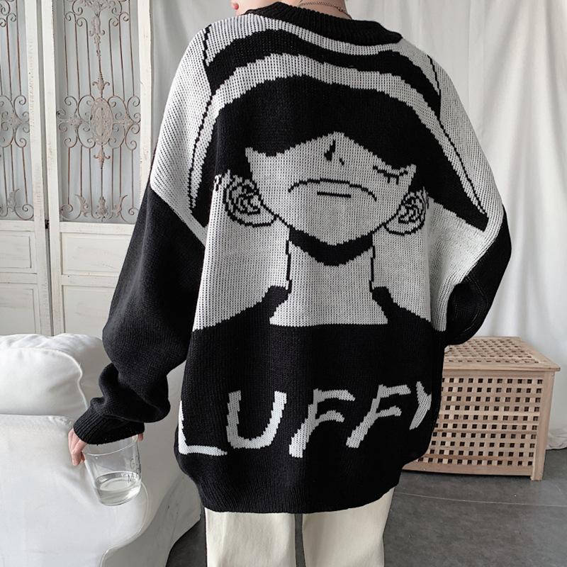 

Women's Sweaters Winter Clothes Aesthetic Japan Anime Sweater Women's O-Neck Cartoon Harajuku Egirl Hip Hop Loose Warm Pullover EmoWomen, Black