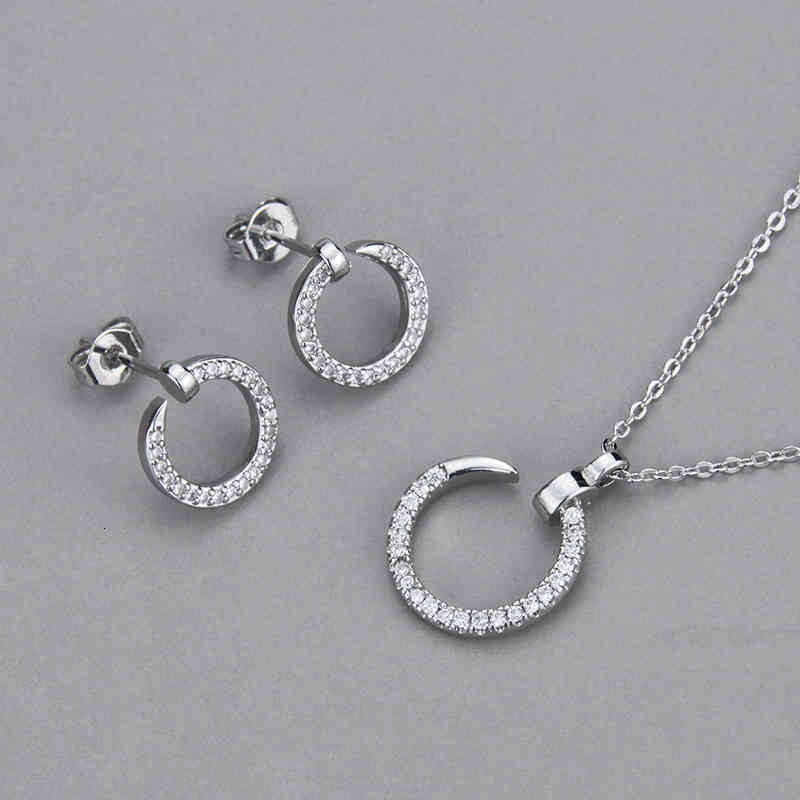 

designer Compare with the original CIns fashion round imitation nail Necklace Earring Set with zirconium copper decoration