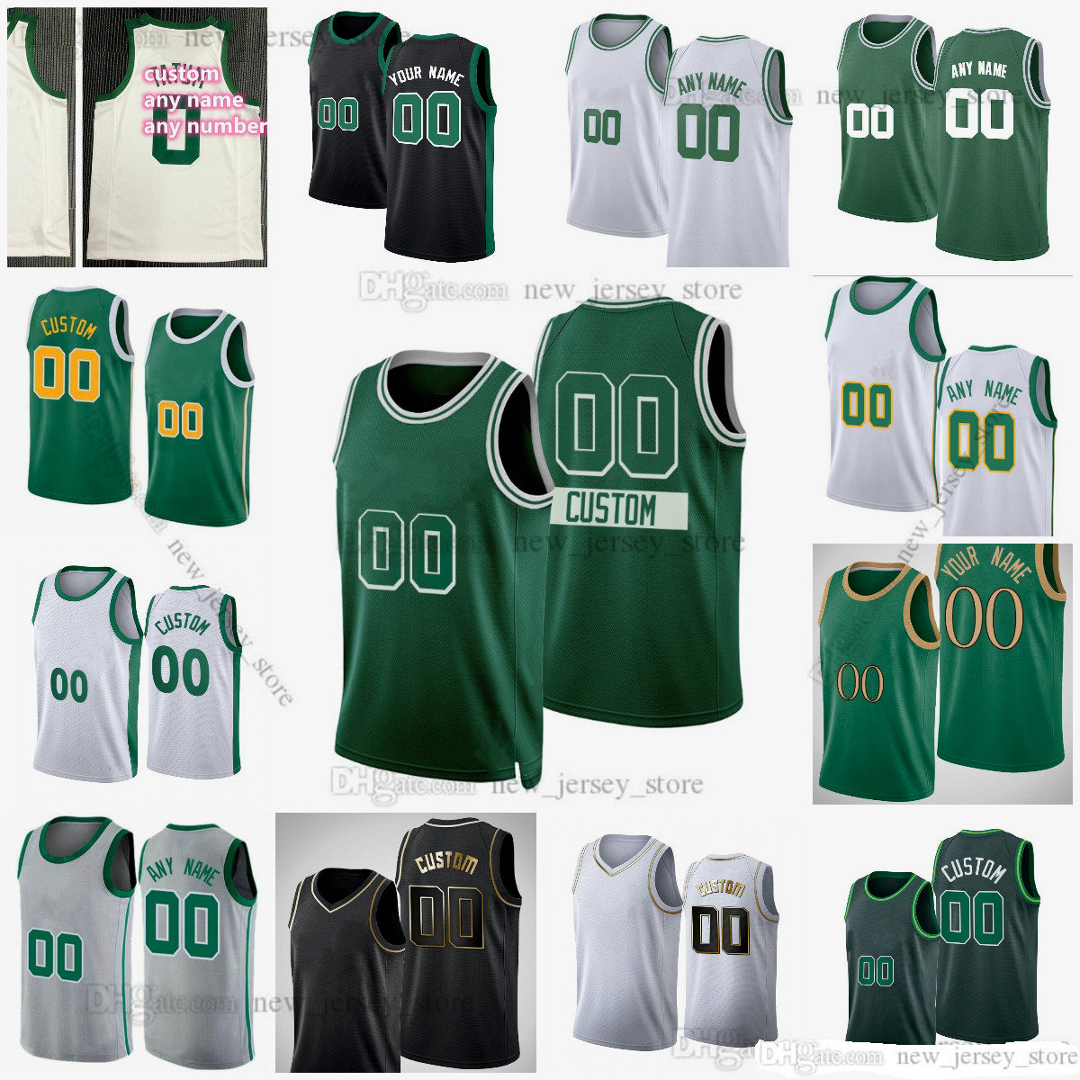 

Custom Printed 75th Golden Black Basketball 11 Payton Pritchard Jerseys 12 Grant Williams 30 Sam Hauser 40 Luke Kornet 13 Nik Stauskas 37 Matt Ryan Thomas, Printed (with team logo)