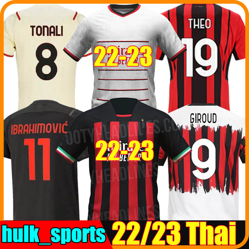 

21/22/23 IBRAHIMOVIC Special Fans Player Version Soccer Jerseys 2022 2023 GIROUD 2022M.MAIGNAN TONALI Kessie THEO REBIC Kits sock Full sets football shirt uniform, 21-22 home