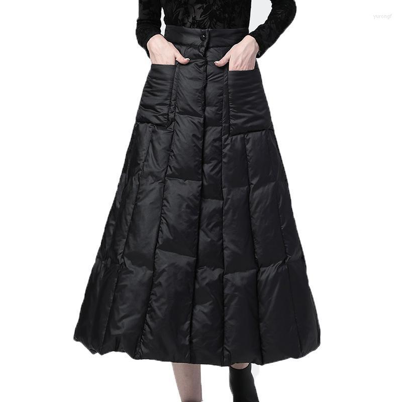 

Skirts Women's 2022 Winter Thicken Warm Down Cotton Casual Black Skirt Fashion Female A - Line All-match Base