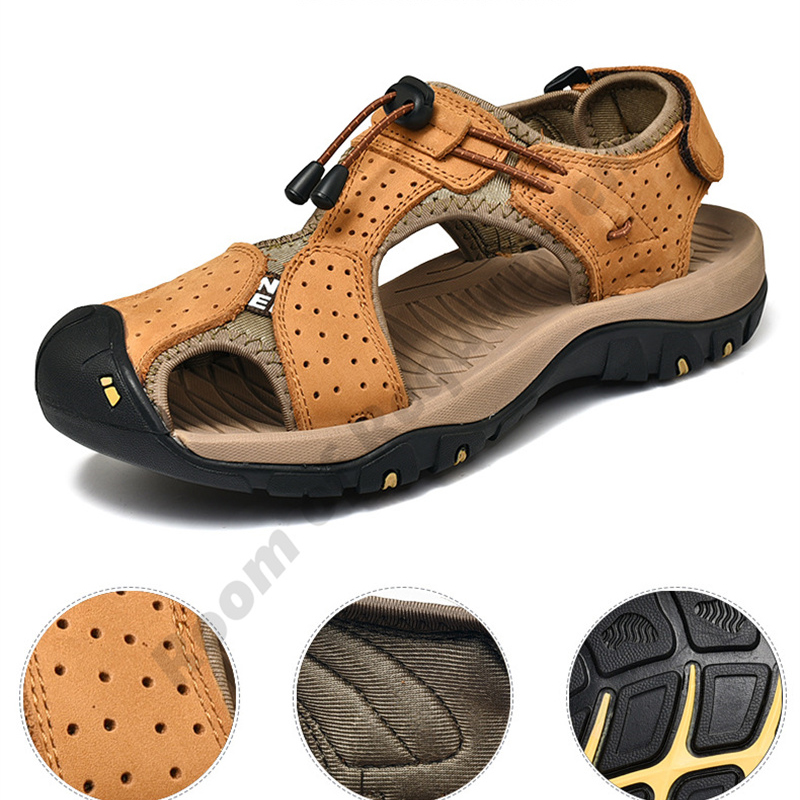 Grande taille 11 Sandales Men 2022 Été Nouveau orteil respirant Sandale extérieure loisirs Chaussures de plage décontractées noir19