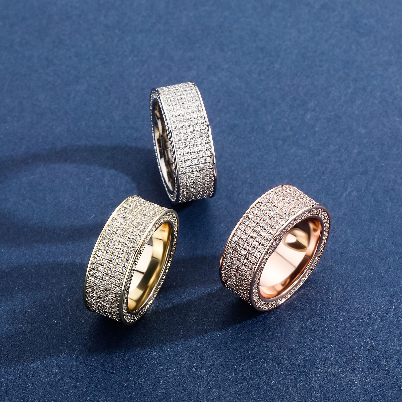 

Hip Hop Designer Ring 14k Gold Plating Men Women Rings For Man Fashion Hiphop Unisex Silver Ring Bling 3A Cubic Zirconia Stone Men's Jewelry