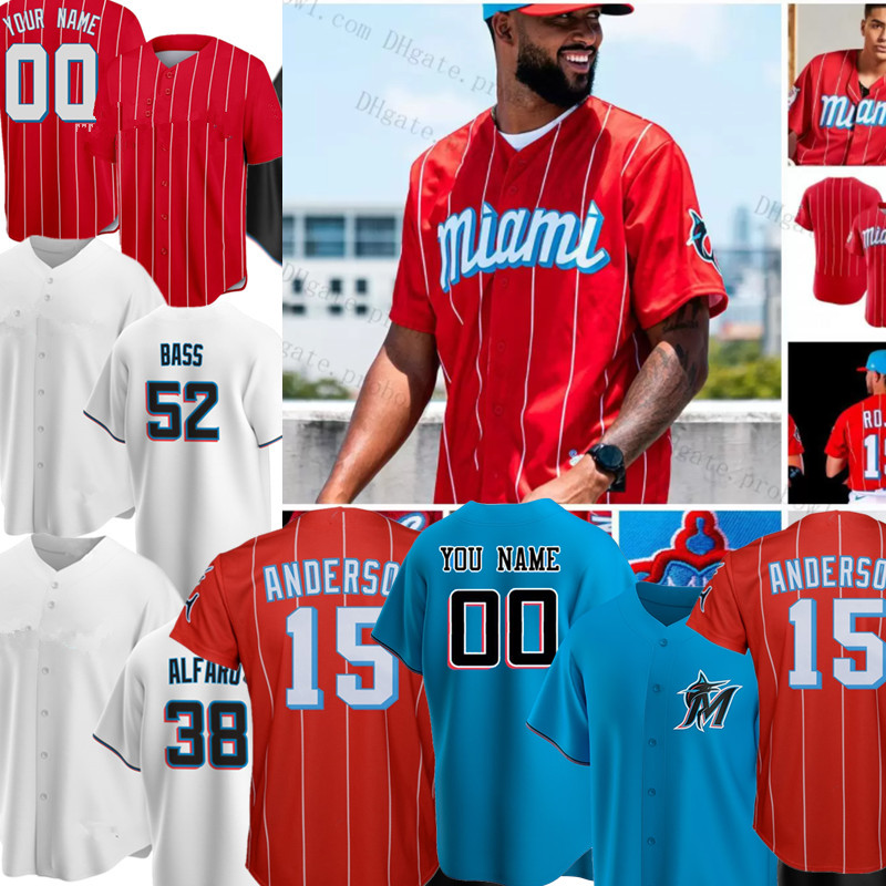 

15 Brian Anderson Jazz Chisholm Jr. Baseball Jerseys Jesus Aguilar Sandy Alcantara Jersey Pablo Lopez Trevor Rogers Jazz Chisholm Miguel Rojas Jon Berti, Men