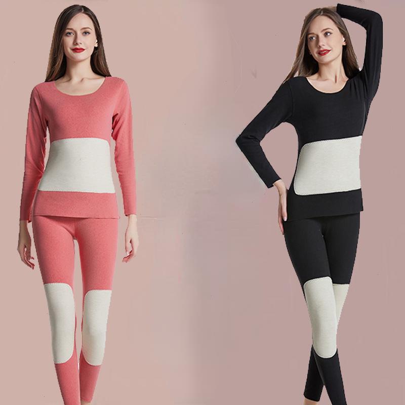 

German Velvet Mens And Womens Thermal Underwear Suit Autumn Clothes Long Pants Silk Veneer Bottoming Shirt, Women s black suit