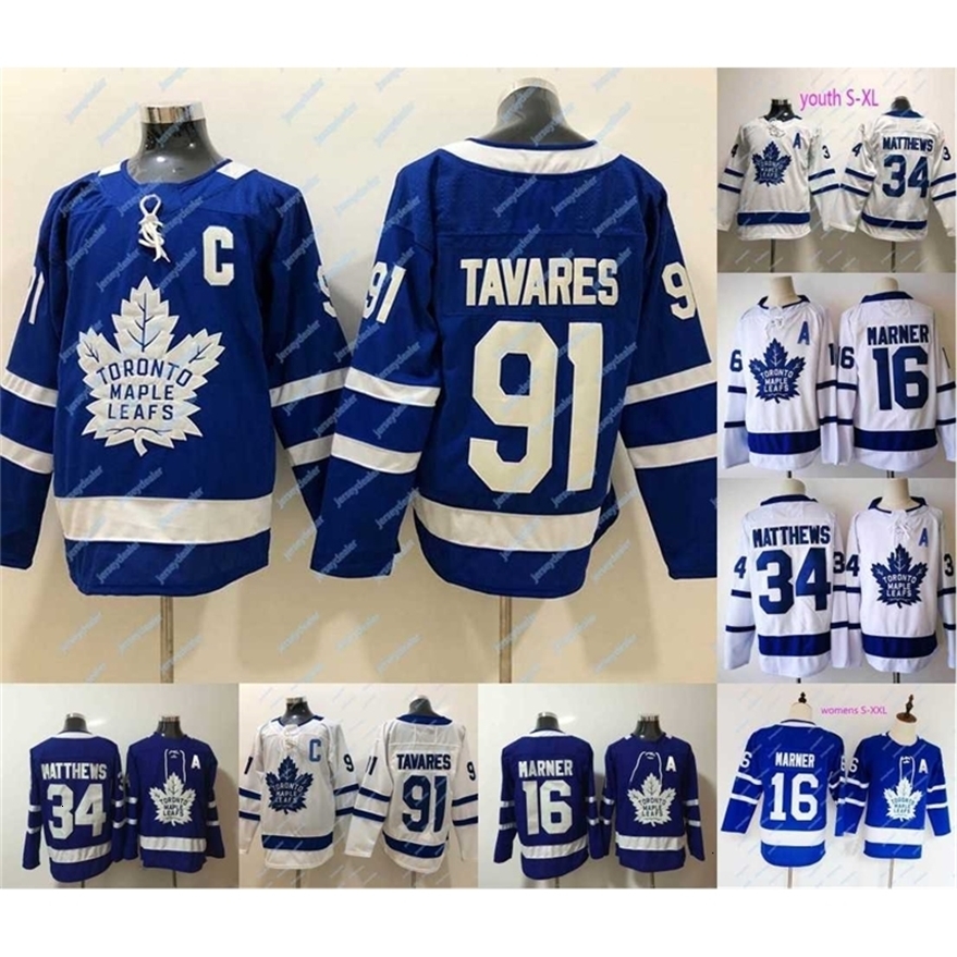Xfl2020 91 John Tavares Captain C Patch Jersey 16 Mitch Marner 34 Auston Matthews Mens Womens Youth Kids Hockey Jerseys