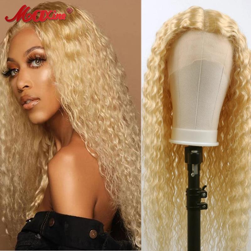 

Lace Wigs Maxine 40 Inch 613 Blonde Deep Wave Frontal Wig 180 Density 13x6 HD Transparent Front Curly Human Hair For Women, 13x4 transparent