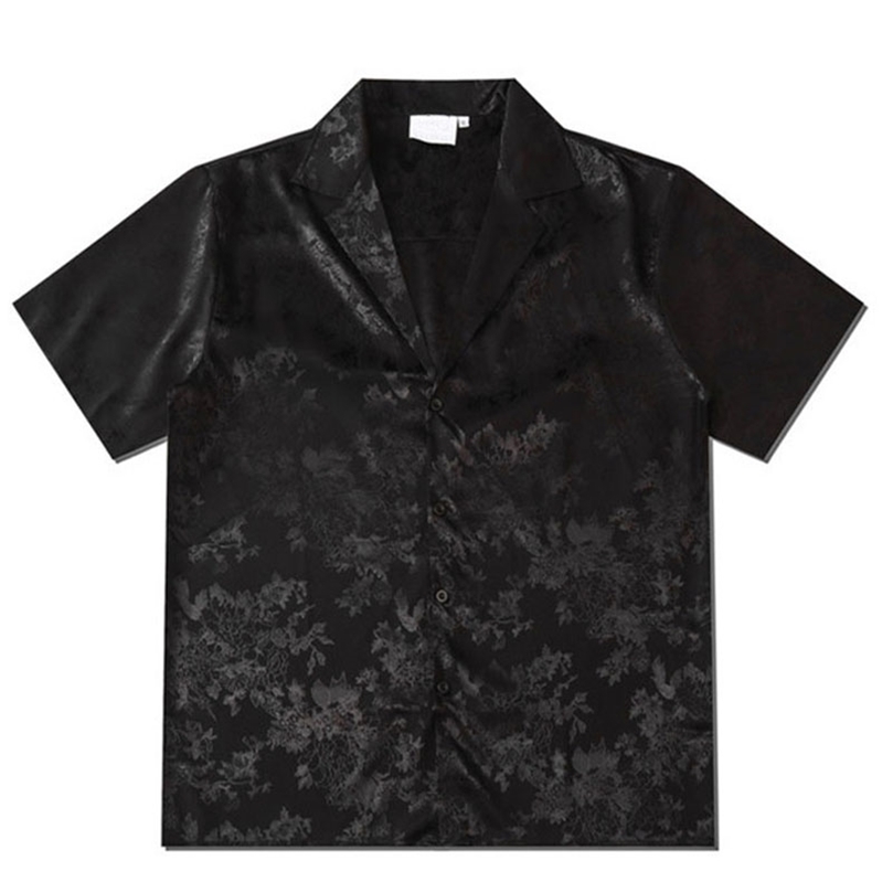 

Harajuku Men Shirts Black Flower Print Short Sleeve Single Breasted Loose Shirt Hip Hop Beach Casual Streetwear Unisex 220527, Gj200526mtx01red