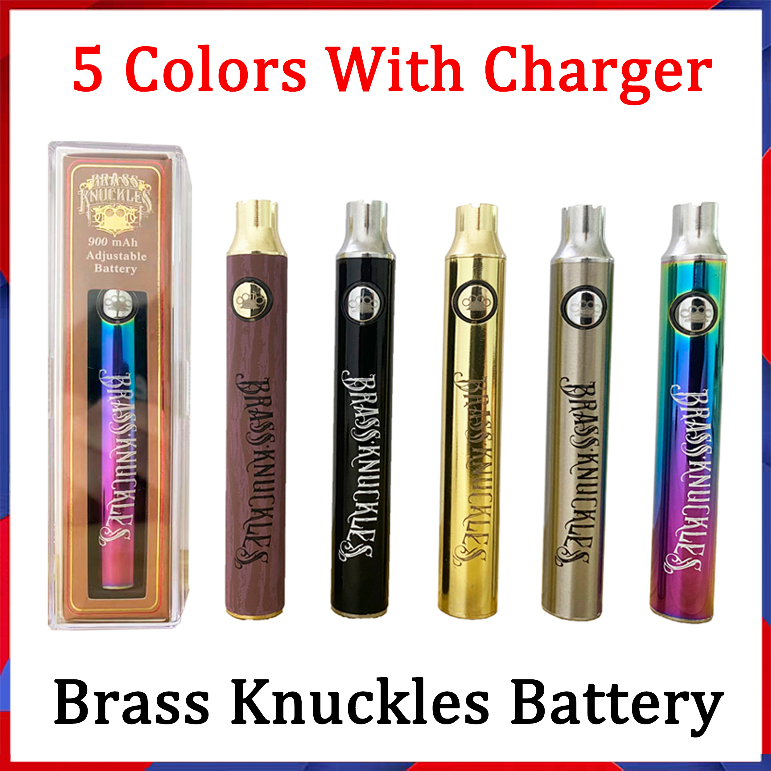 

Brass Knuckles Battery Preheating Variable Voltage 900mAh 5 Colors In Stock E Cig Pen For 510 Thraed Thick Oil Cartridge Vs Vision Spinner Law Vertex Ego