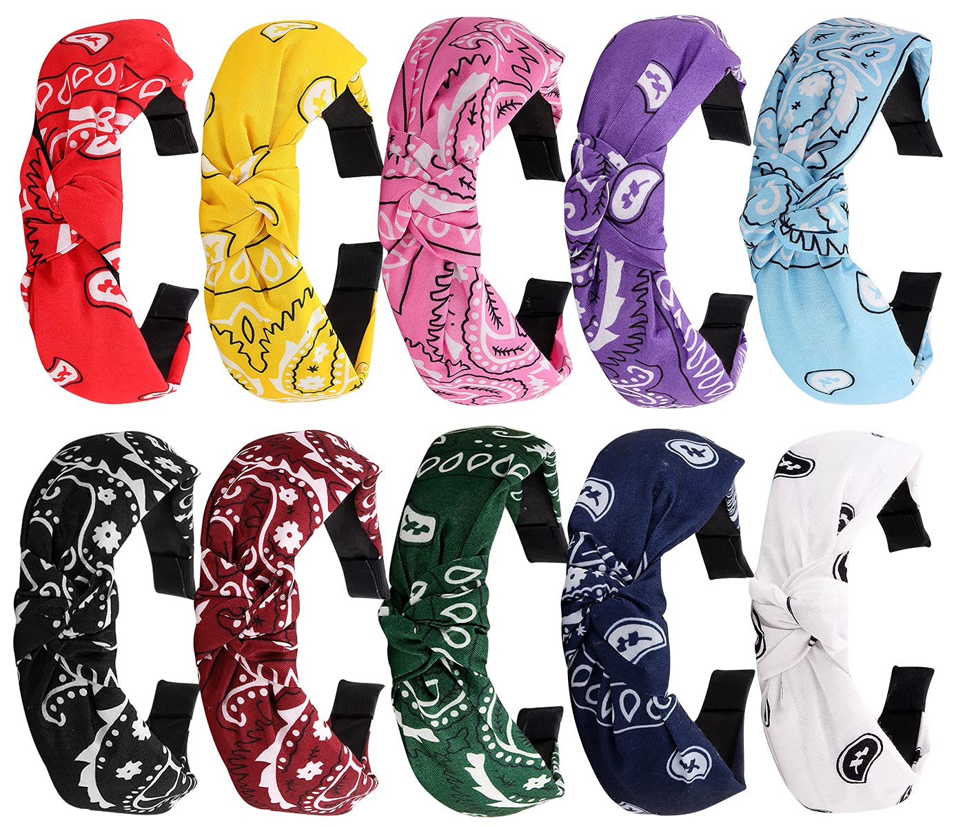 

Headband Tobatoba Bandana For Women Knotted Headbands Hair Bandanas Paisley Head Bands No Slip Fashion Vintage Boho Wide Turban Women amlQM
