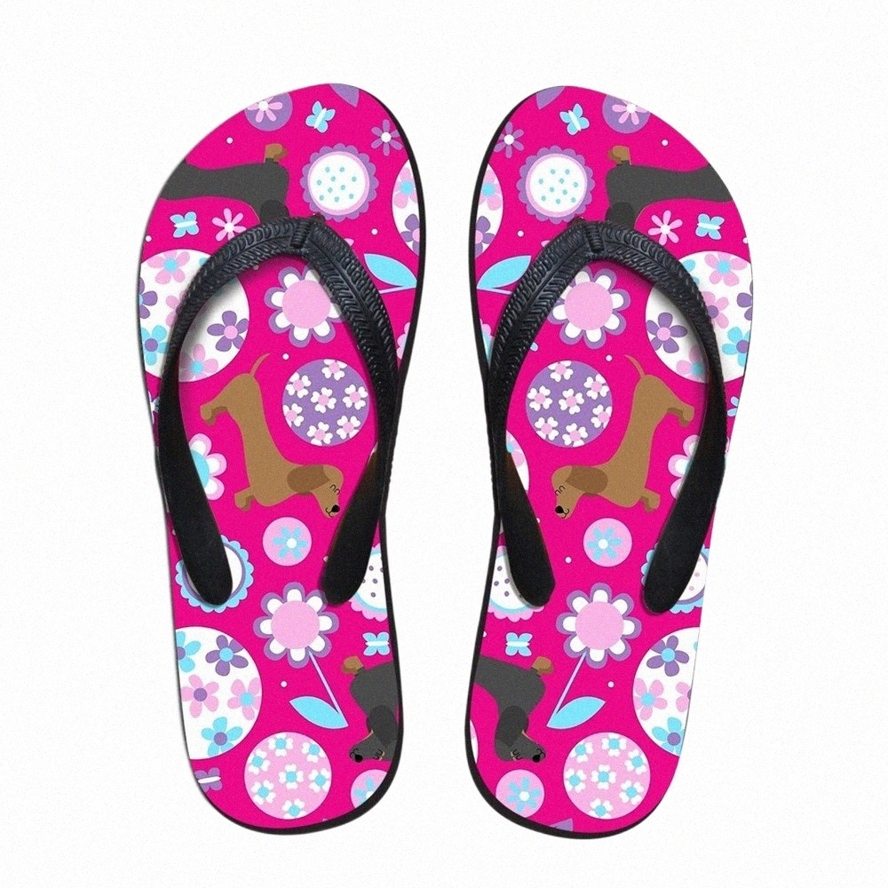Pantoufles personnalisées Teckel Garden Party Marque Designer Casual Femmes Maison Pantoufles Plat Pantoufle Été Mode Tongs Pour Dames Sandales V
