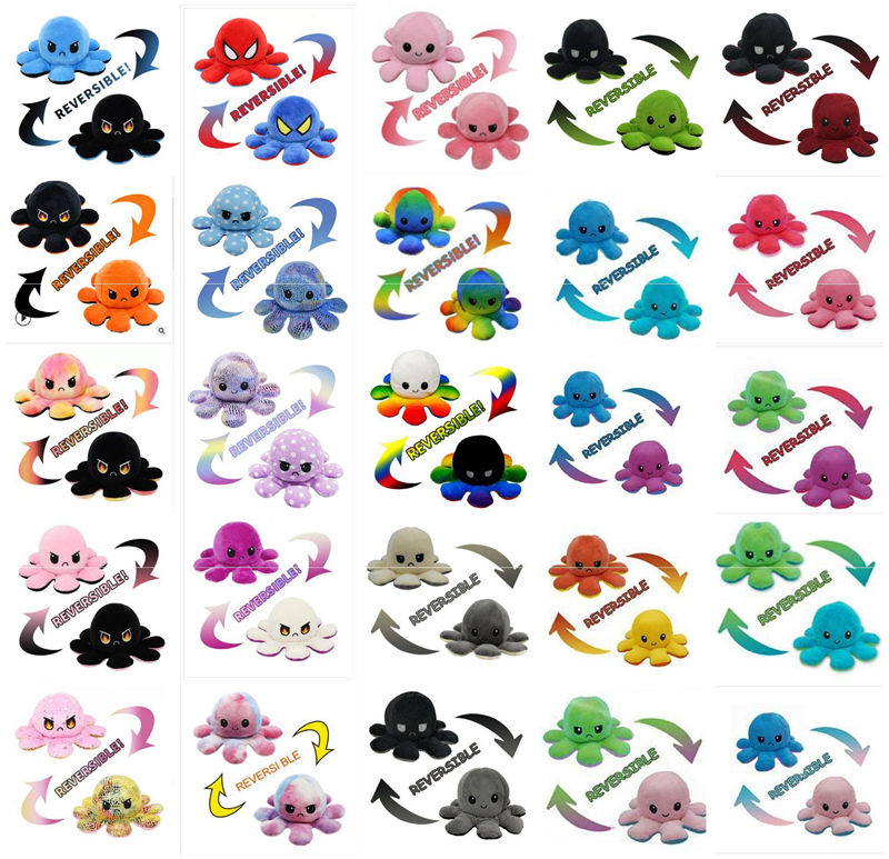 

New Reversible Octopus Plush Toys Doll Double-sided Flip Octopu Mood Toy Chirdren Birthday Gift 0930