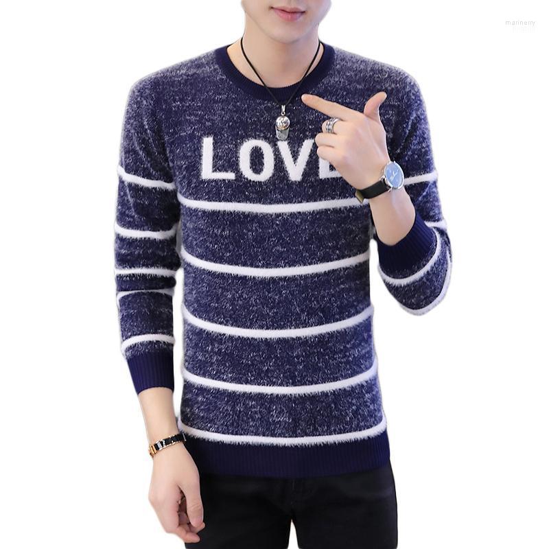 

Men's Sweaters Letters Printed Long Sleeve Pullover Autumn Winter Streetwear Velvet Knitting Crew Neck Sweater Men Warm Clothing XXXL Mari22, Navy sweater men