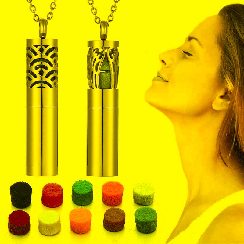 

Pendant Necklaces Luxury Stainless Steel Chain Oil Diffuser Necklace Locket Couple For Women Perfume Jewelry With 3 Pcs Felt PadsPendant